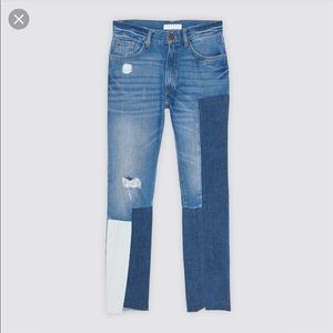 Sandro Blue Patchwork Straight Leg Jeans